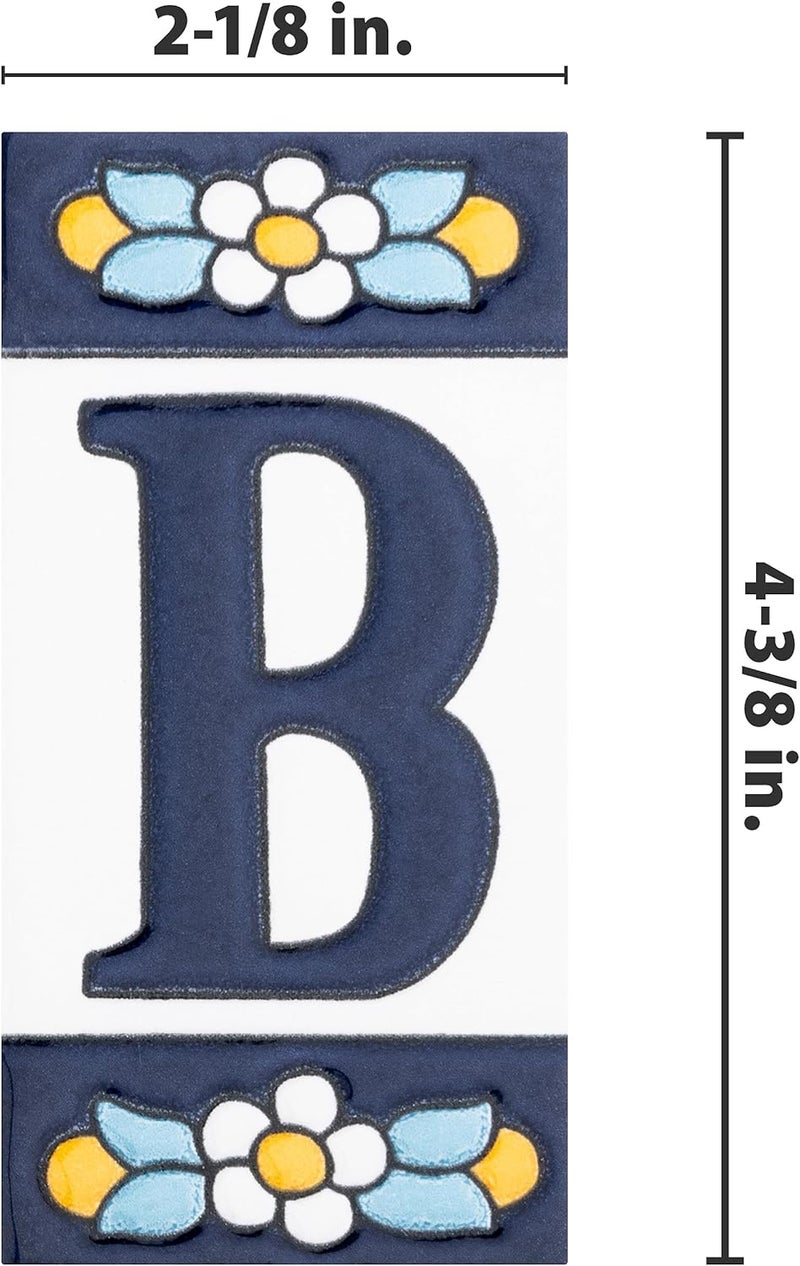 Merola Tile Sevillano Flora Address Letters B 2-1/8" x 4-3/8" Ceramic Wall Tile - Image 4